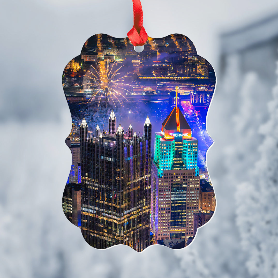 Light Up Night 2025 Ornament - PPG Place and Fifth Ave Place Fireworks