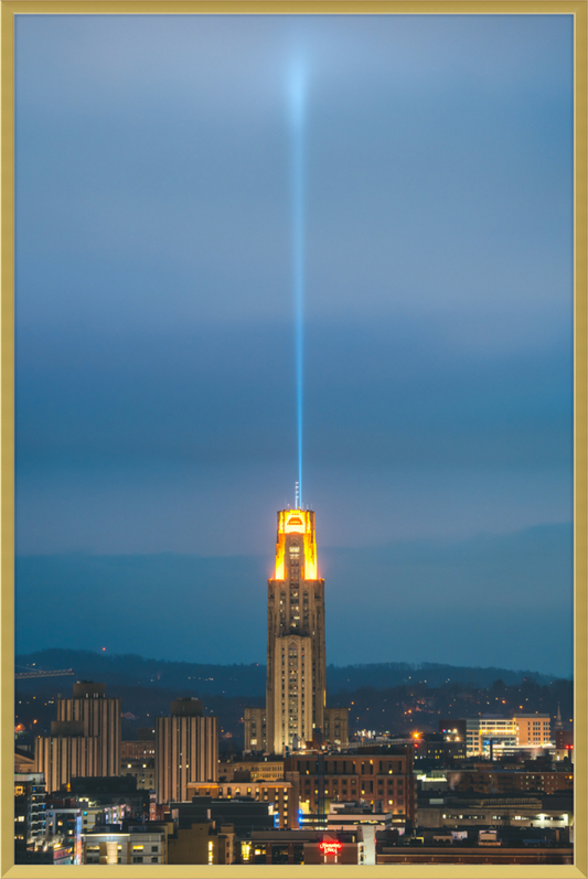 Cathedral of Learning Sun Bowl Victory Lights Framed Print
