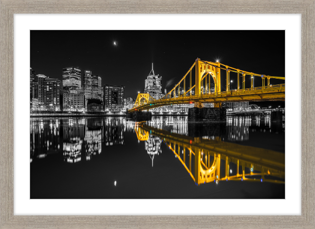 Clemente Bridge Black & Gold Framed Print