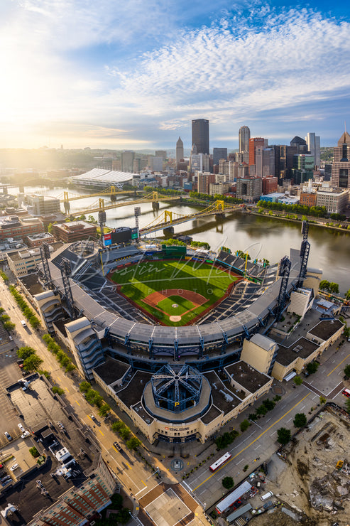 PNC Park Print - Aerial Photo of PNC Park and Downtown Pittsburgh ...