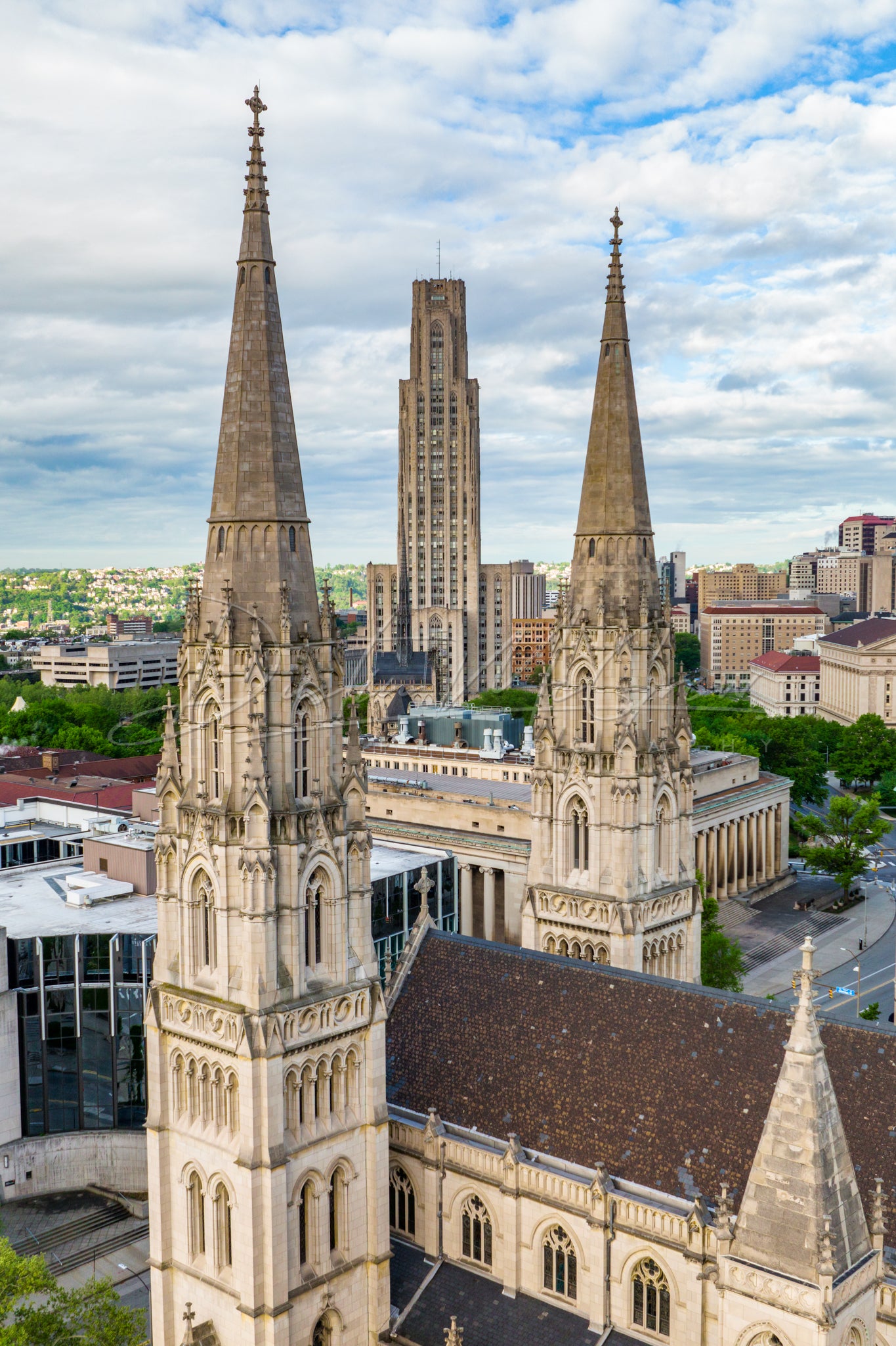 St Paul's Cathedral Steeples Frame the Cathedral of Learning