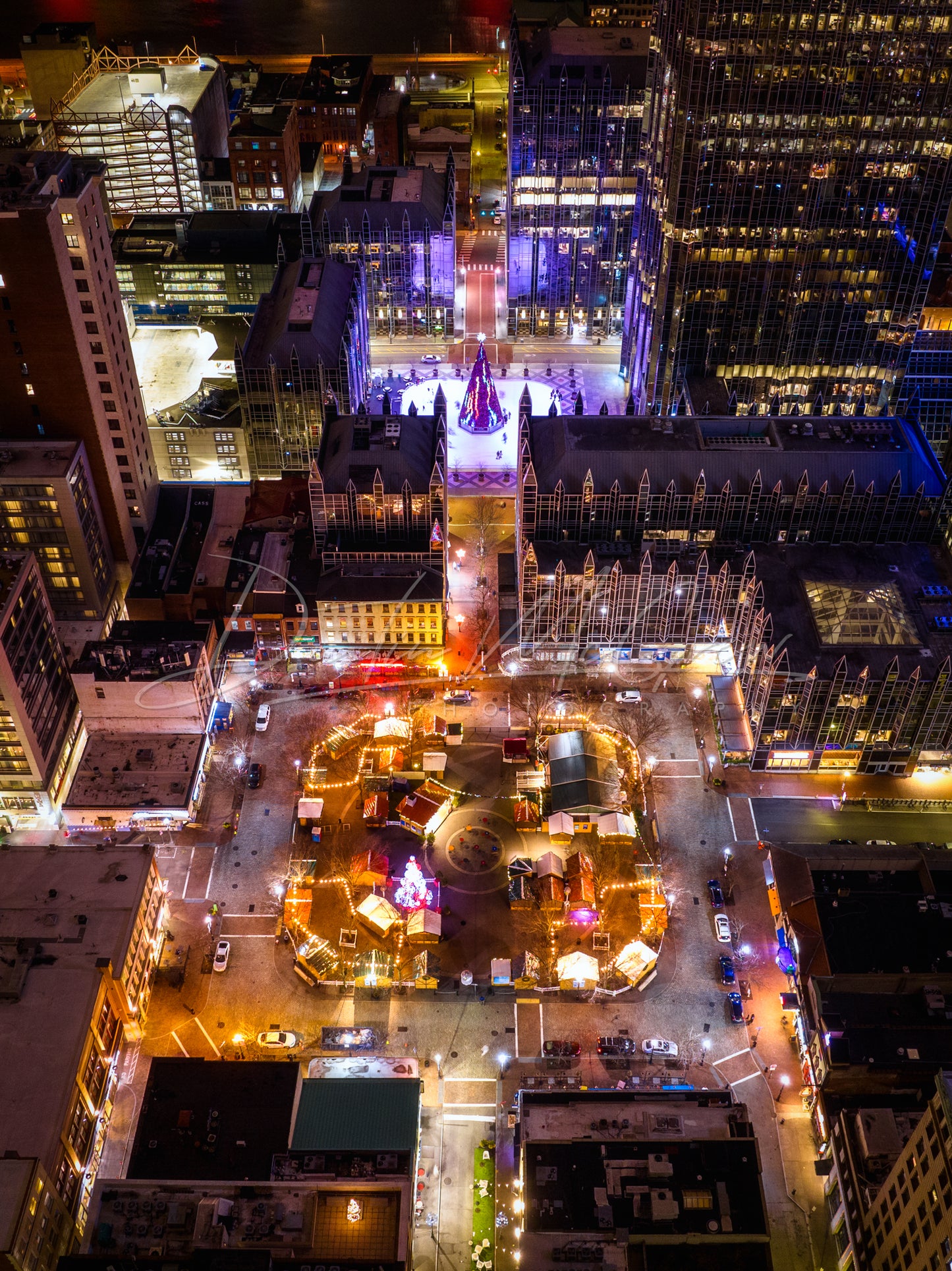 Aerial View of Market Square and PPG Skating Rink
