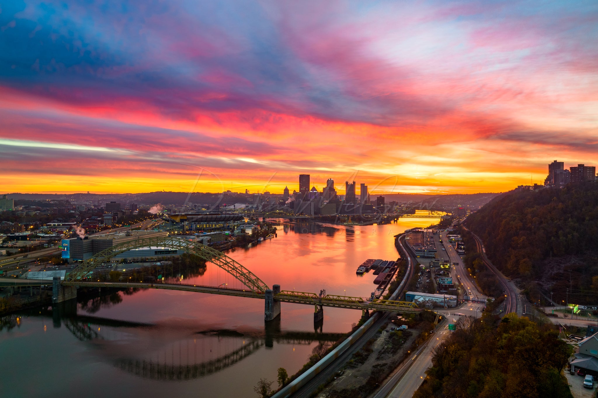 Light Up Night? More like Light Up Morning. Pittsburgh Sunrise Photo.