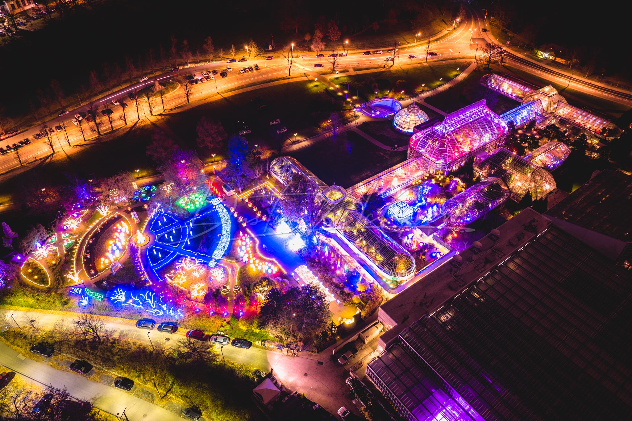 Phipps Conservatory Holiday Lights Show From Above