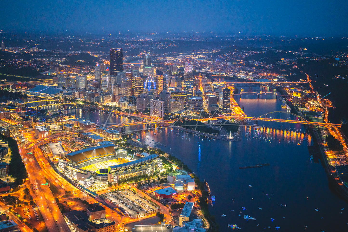 Pittsburgh at Night from Above