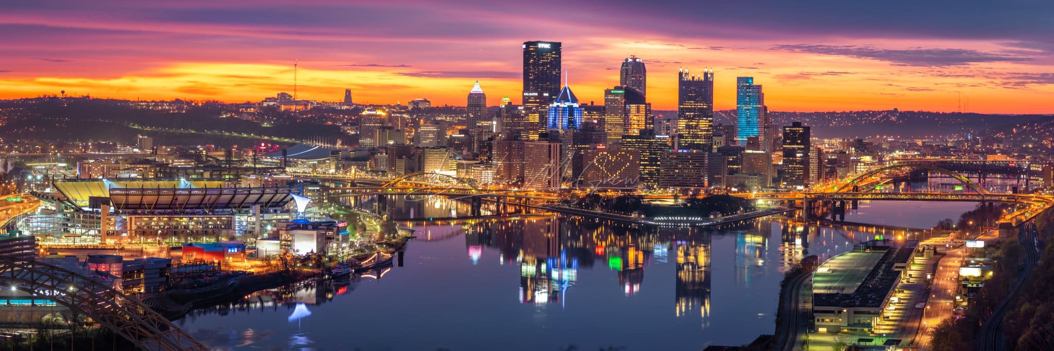 Pittsburgh Skyline Photo - Panorama Sunrise Print 5 X 15 / Kodak Endura Paper