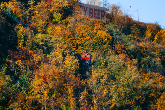 Duquesne Incline Descends Through Colorful Fall Trees