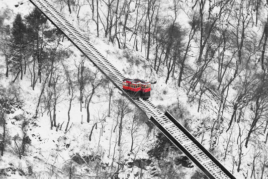 An Aerial View of the Duquesne Incline in Snow