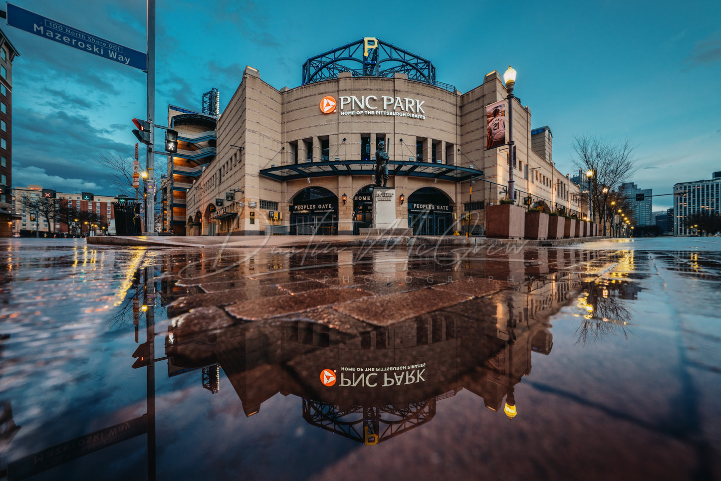 PNC Park Puddle Reflection Photo