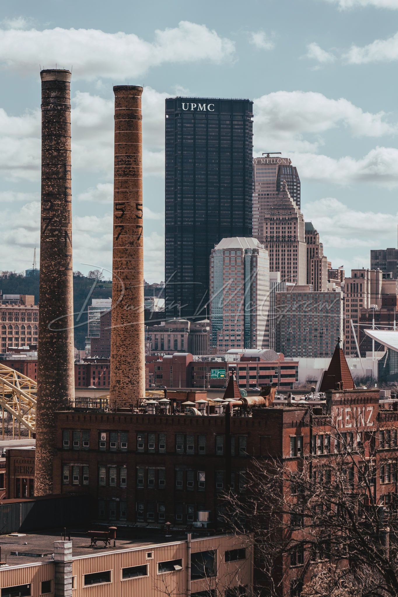 Heinz Smoke Stacks and Pittsburgh Skyline Photo