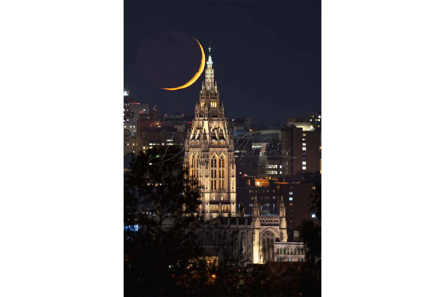 Photo of East Liberty Presbyterian Church and Crescent Moon