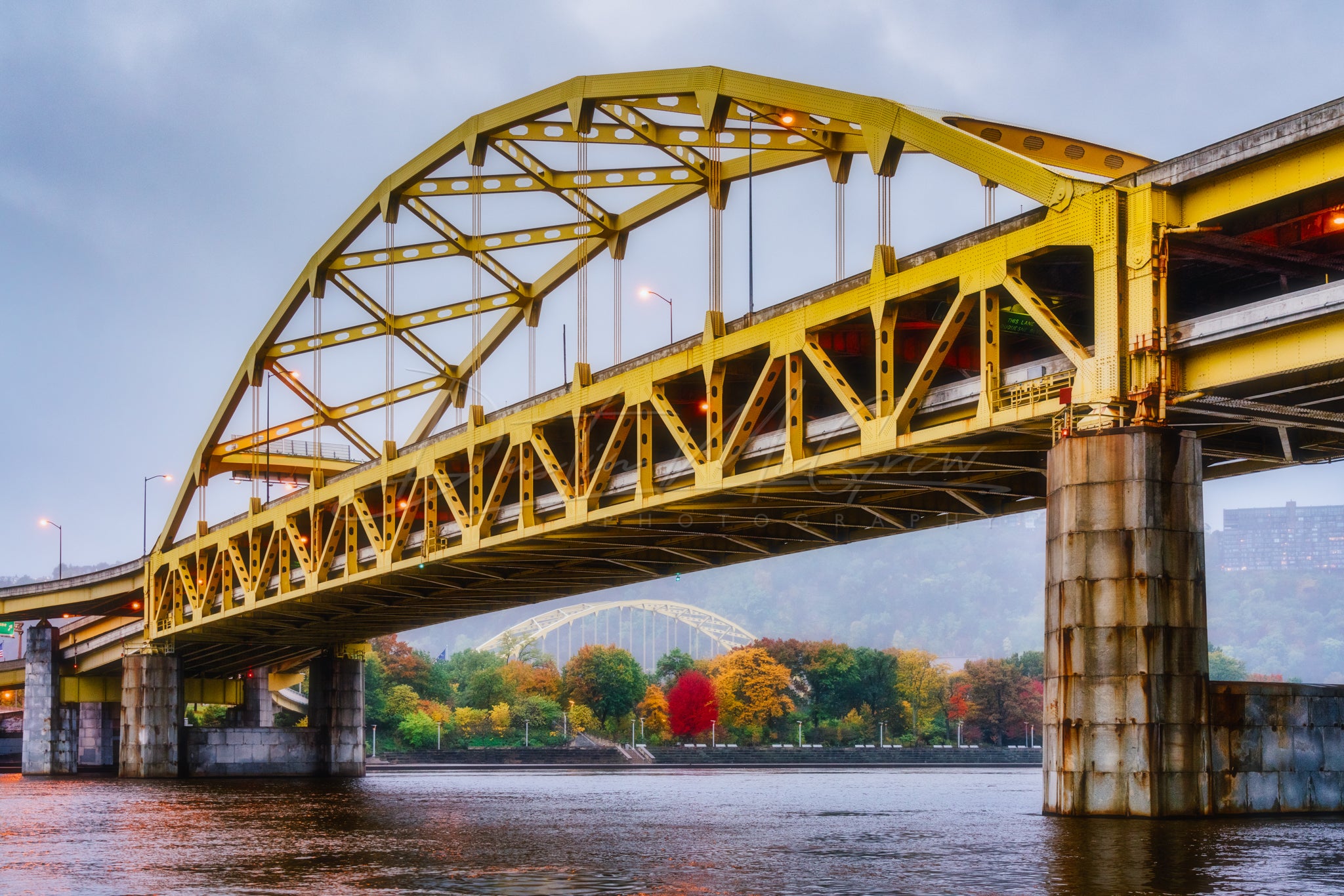 Fort Duquesne Bridge with Colorful Fall Trees Photo Print
