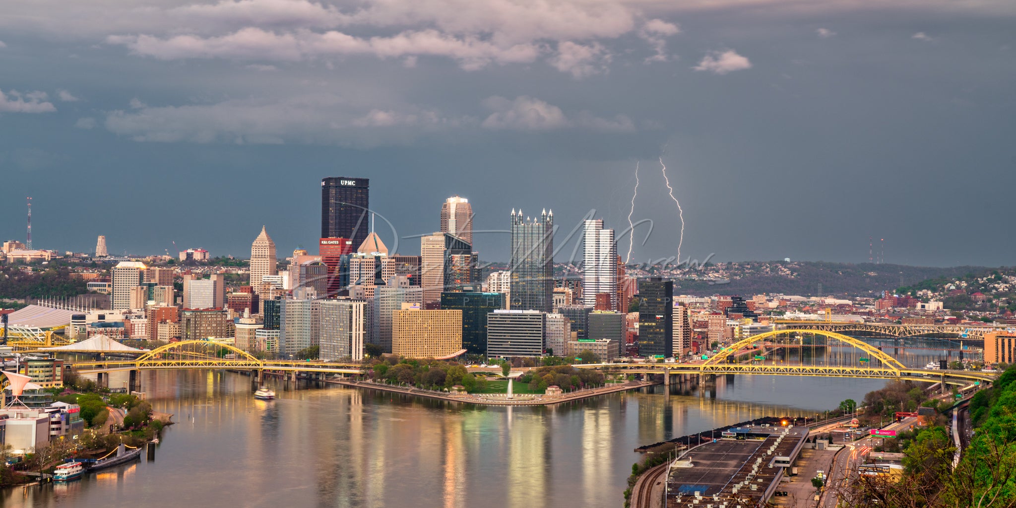 Pittsburgh Photo Print - Lightning Strikes Behind The Pittsburgh ...