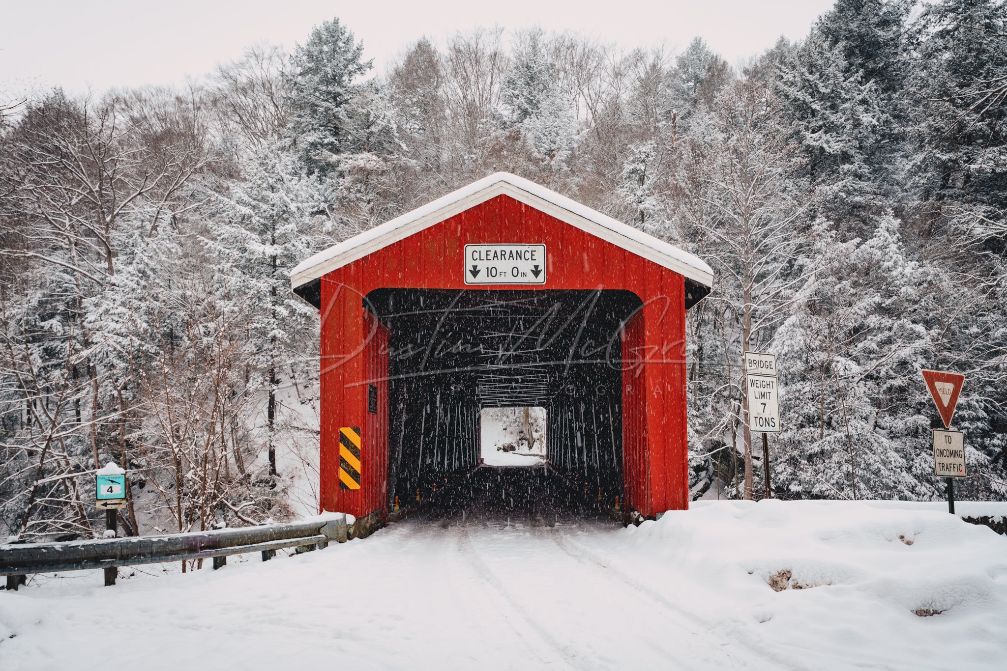 McConnells Mill Covered Bridge with Snow
