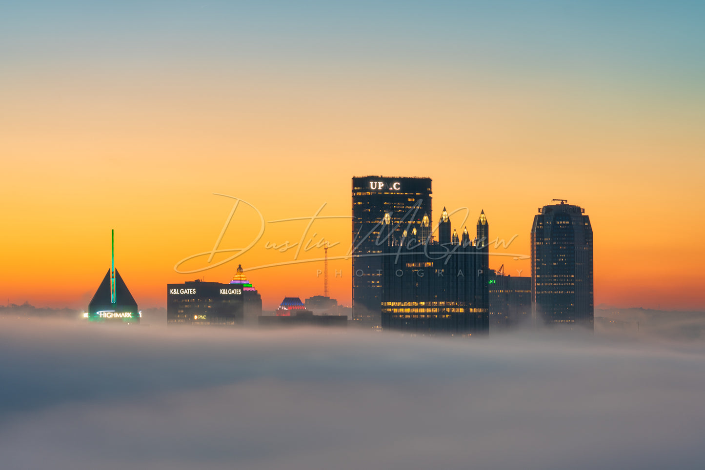 Pittsburgh Skyline On Top of the Fog