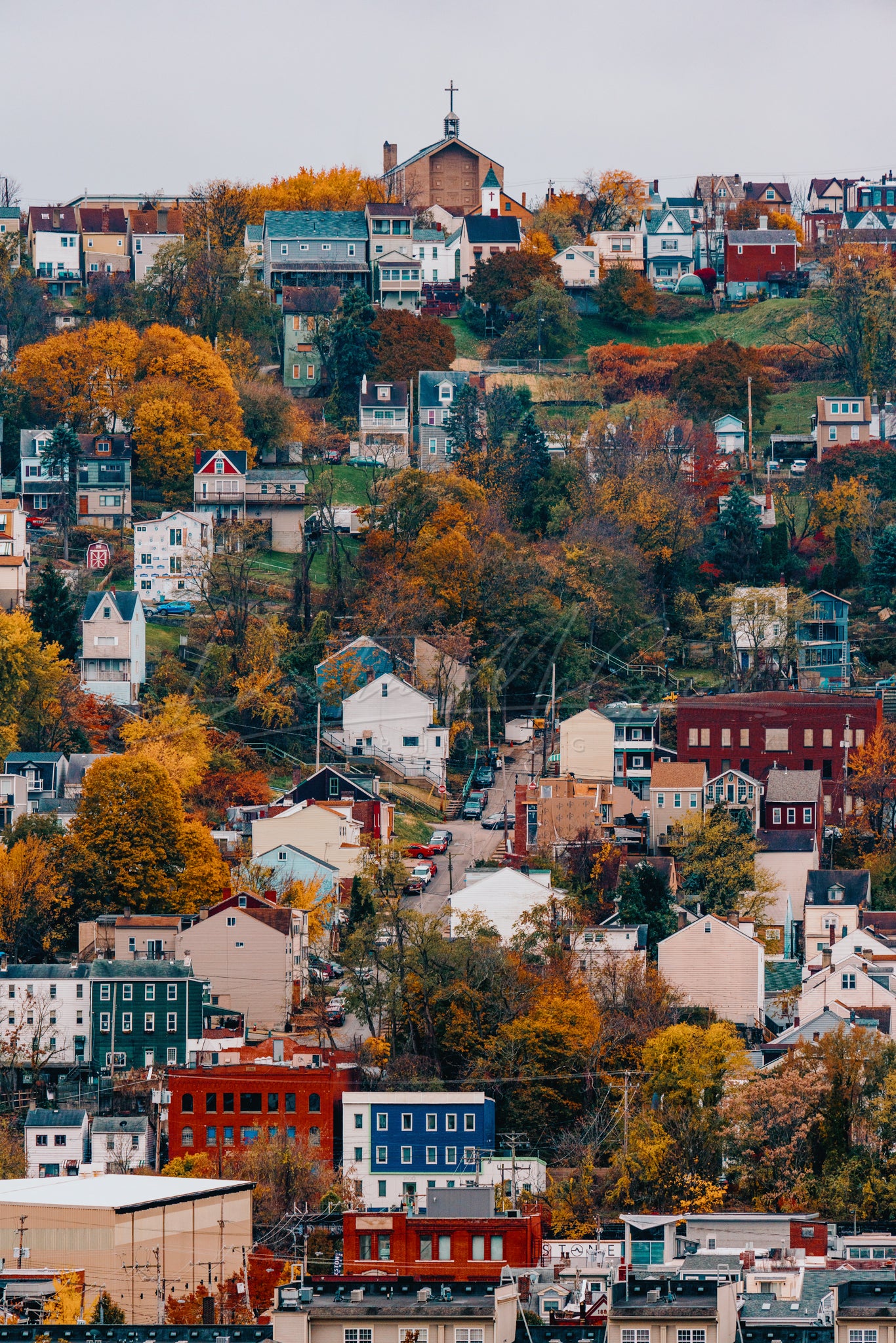 South Side Slopes and Church in Fall