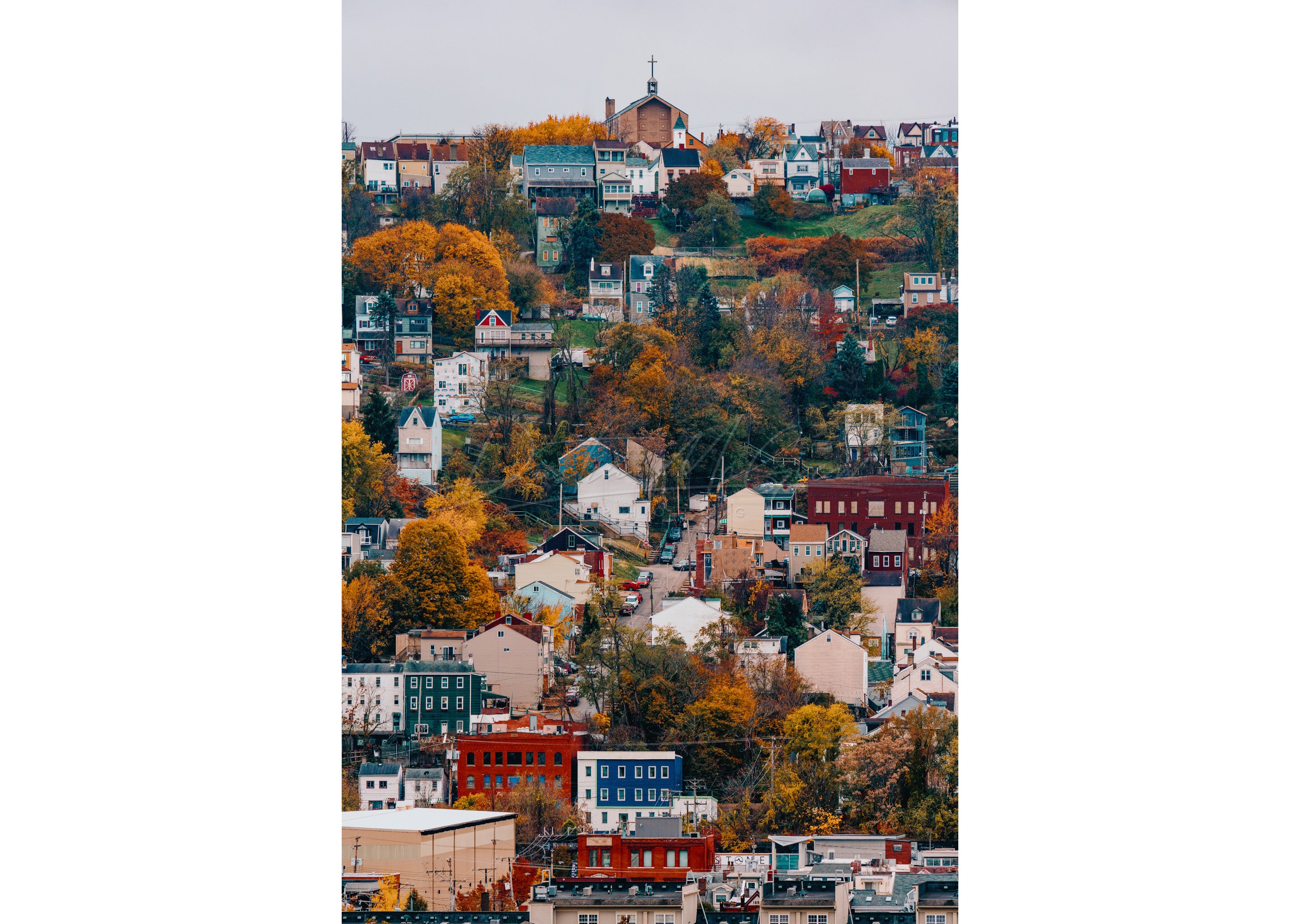 South Side Slopes and Church in Fall