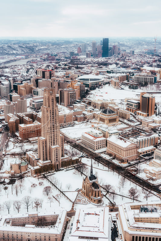Aerial View of the Pitt Campus and Downtown Pittsburgh