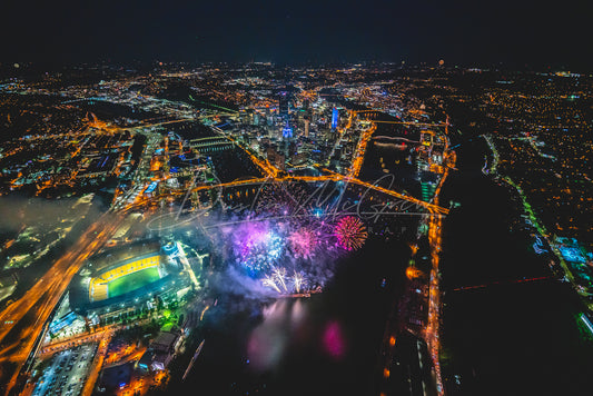Pittsburgh Fireworks From Above