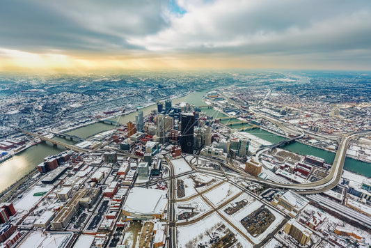 Downtown Pittsburgh and the Three Rivers on a Winter Day