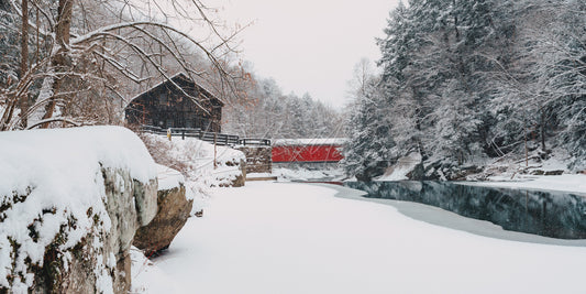 Snowy McConnells Mill & Covered Bridge