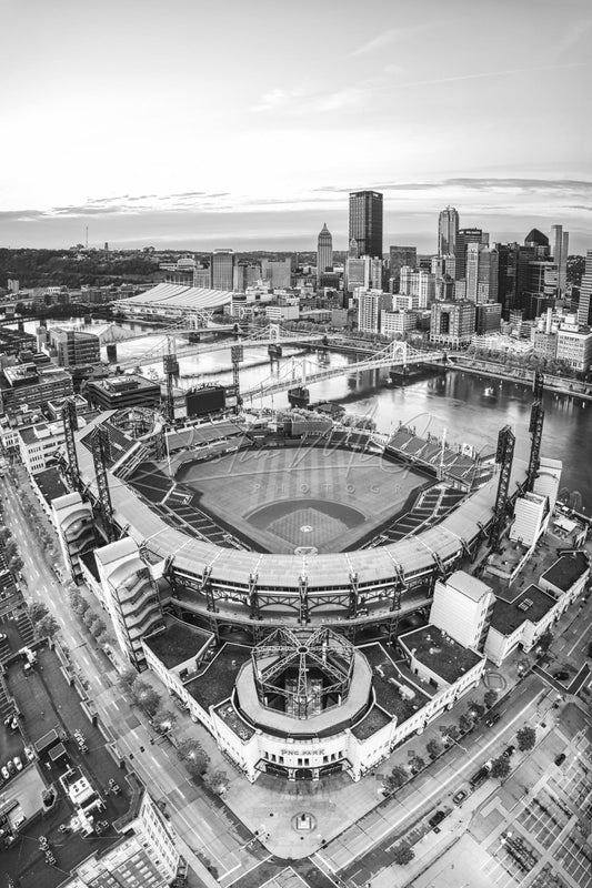 Photo Of Pnc Park And Pittsburgh Skyline In Black & White Picture Pirates