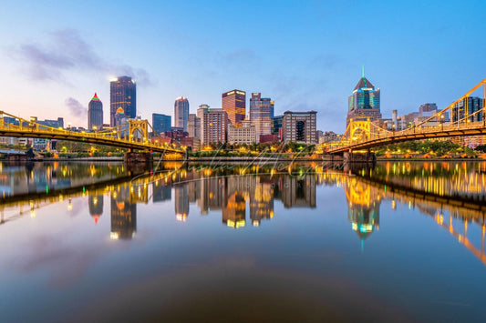 Pittsburgh Reflecting In The Allegheny River Photo | Picture Available On Metal Canvas And Kodak