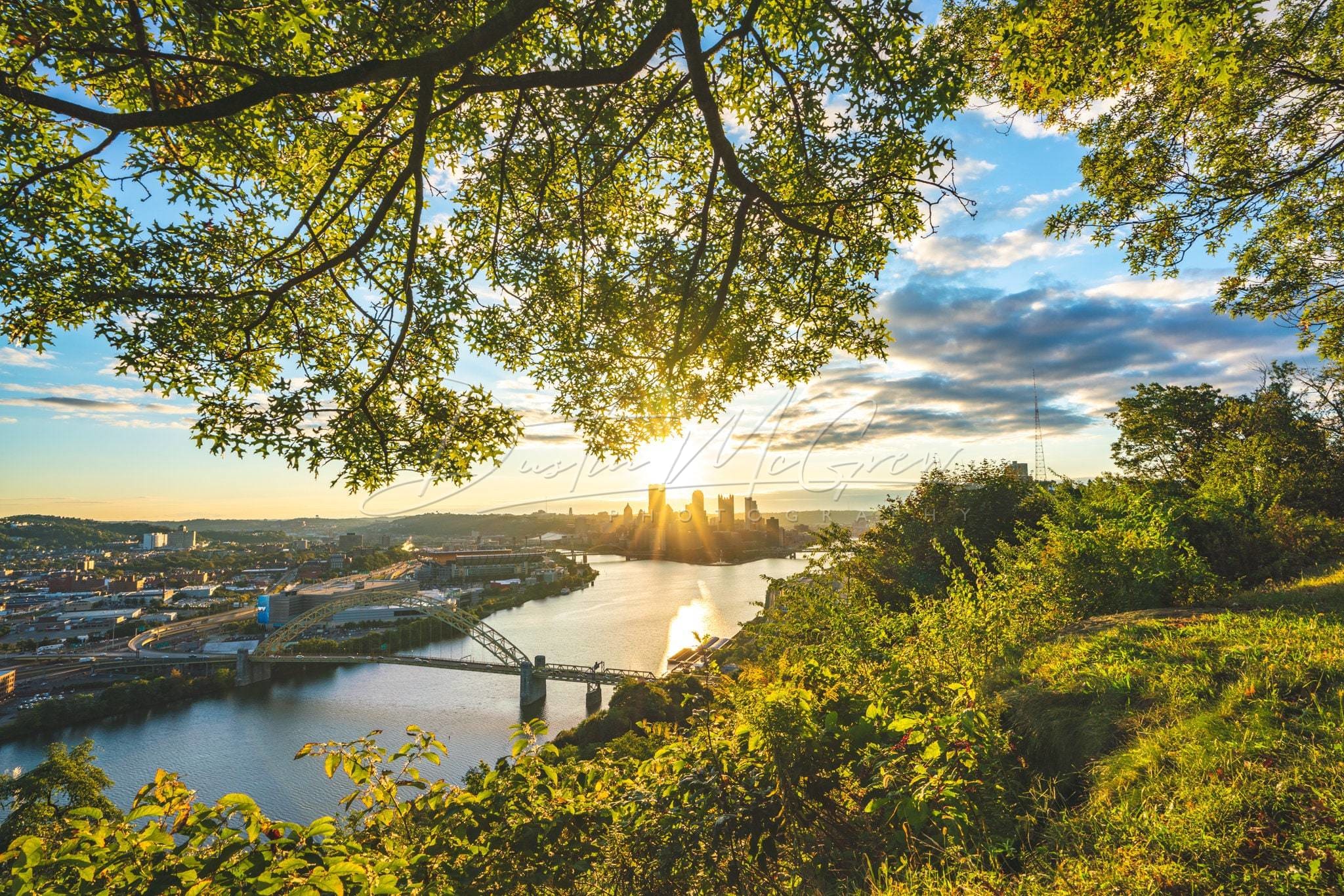 Pittsburgh Sunrise Photo From The West End Overlook Print Canvas Skyline Picture