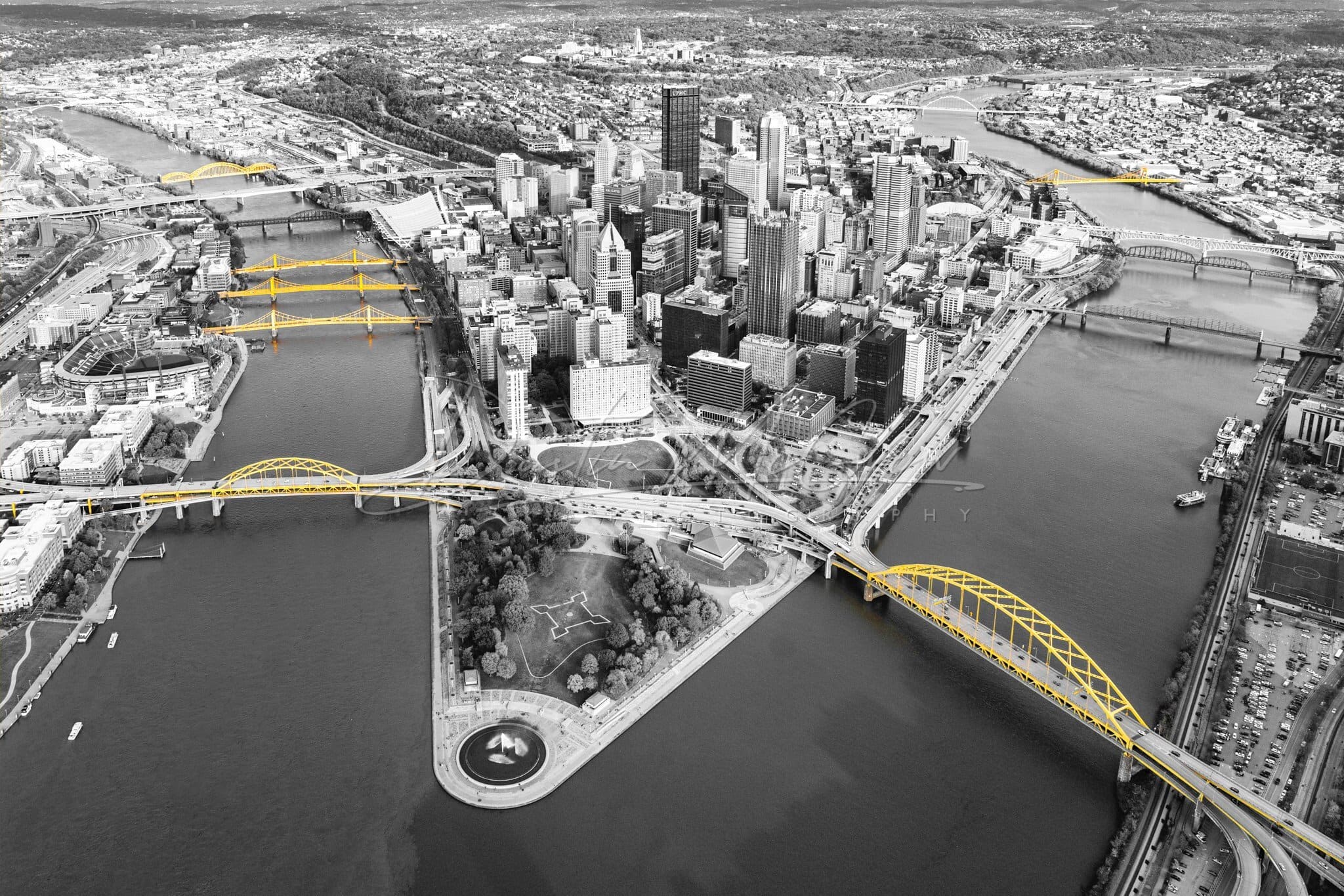 Aerial Photo Of Pittsburgh (Selective Color Version)