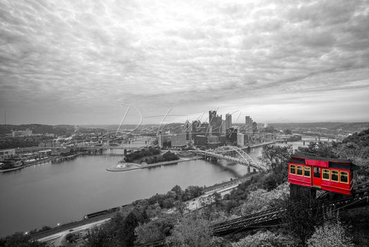 Pittburgh Skyline Picture With Incline - Selective Color