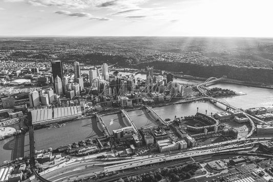 Aerial Photo Of Pittsburgh In Black And White