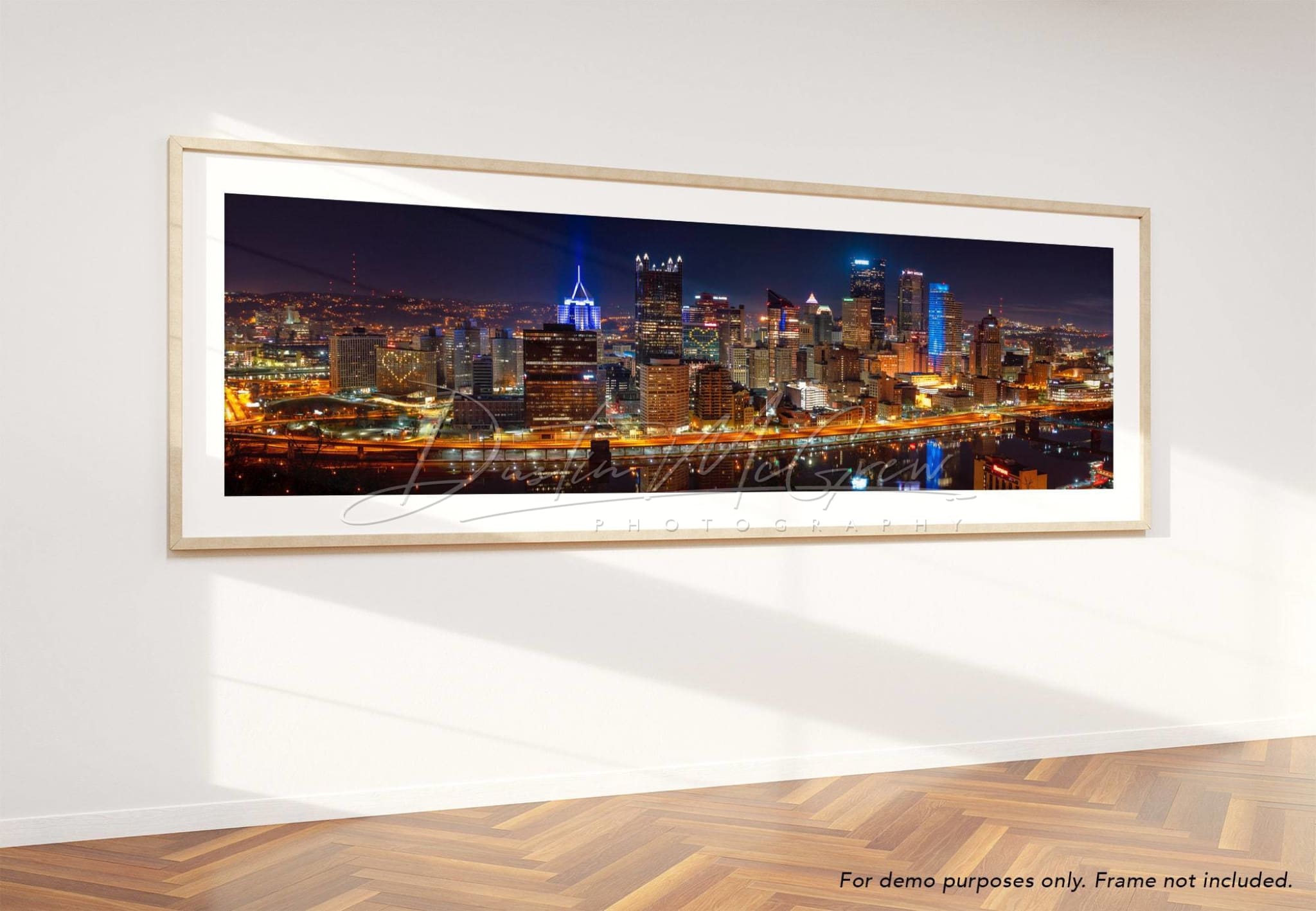 Pittsburgh Skyline Panorama With Hearts - Full Color Version