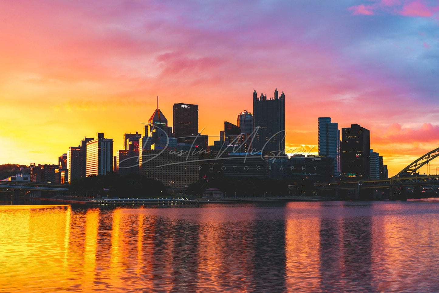 Pittsburgh Photograph - A Colorful Sunrise Skyline Photo Available On Metal Canvas Photo Paper