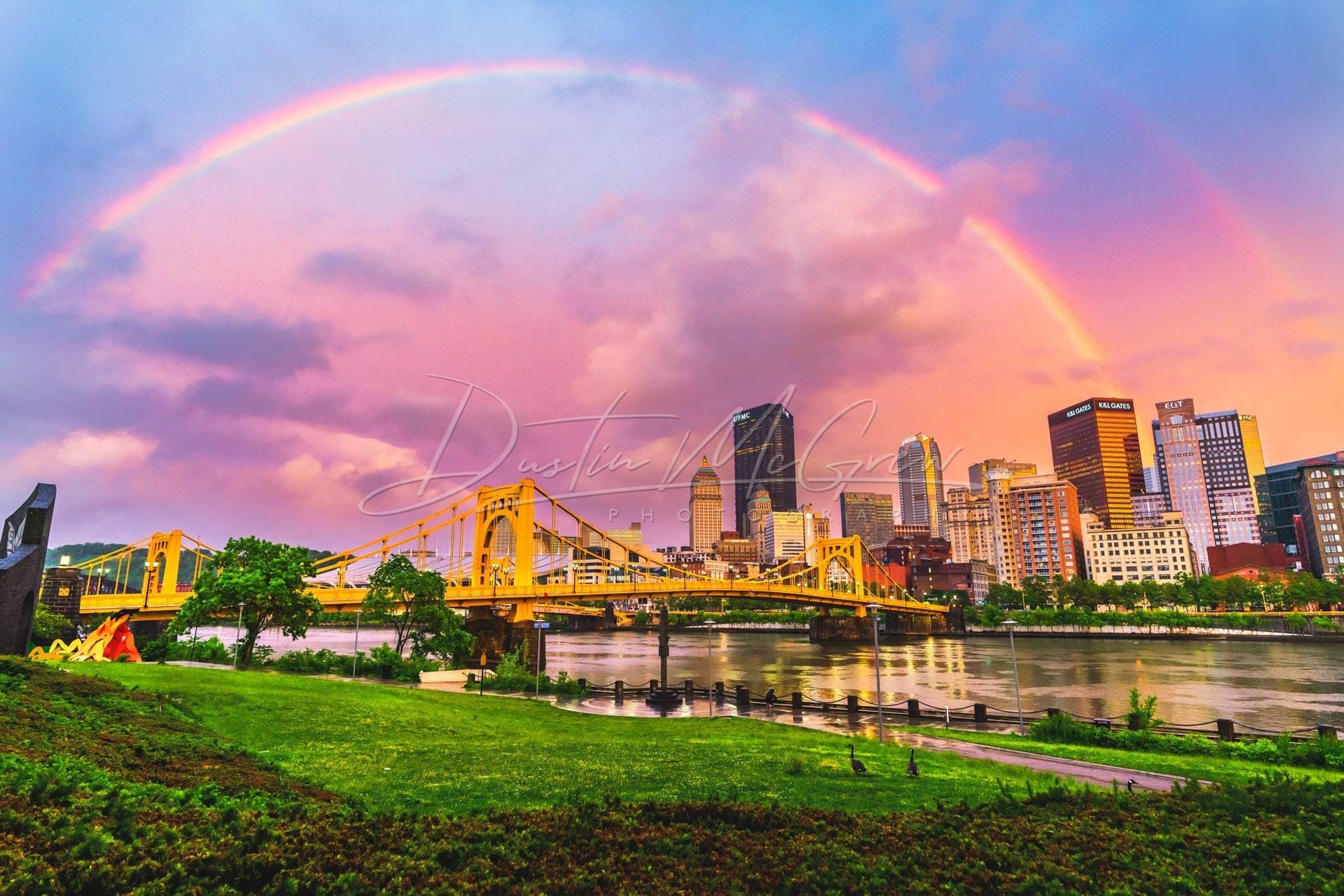 Pittsburgh Skyline Photo Print - Rainbow Over