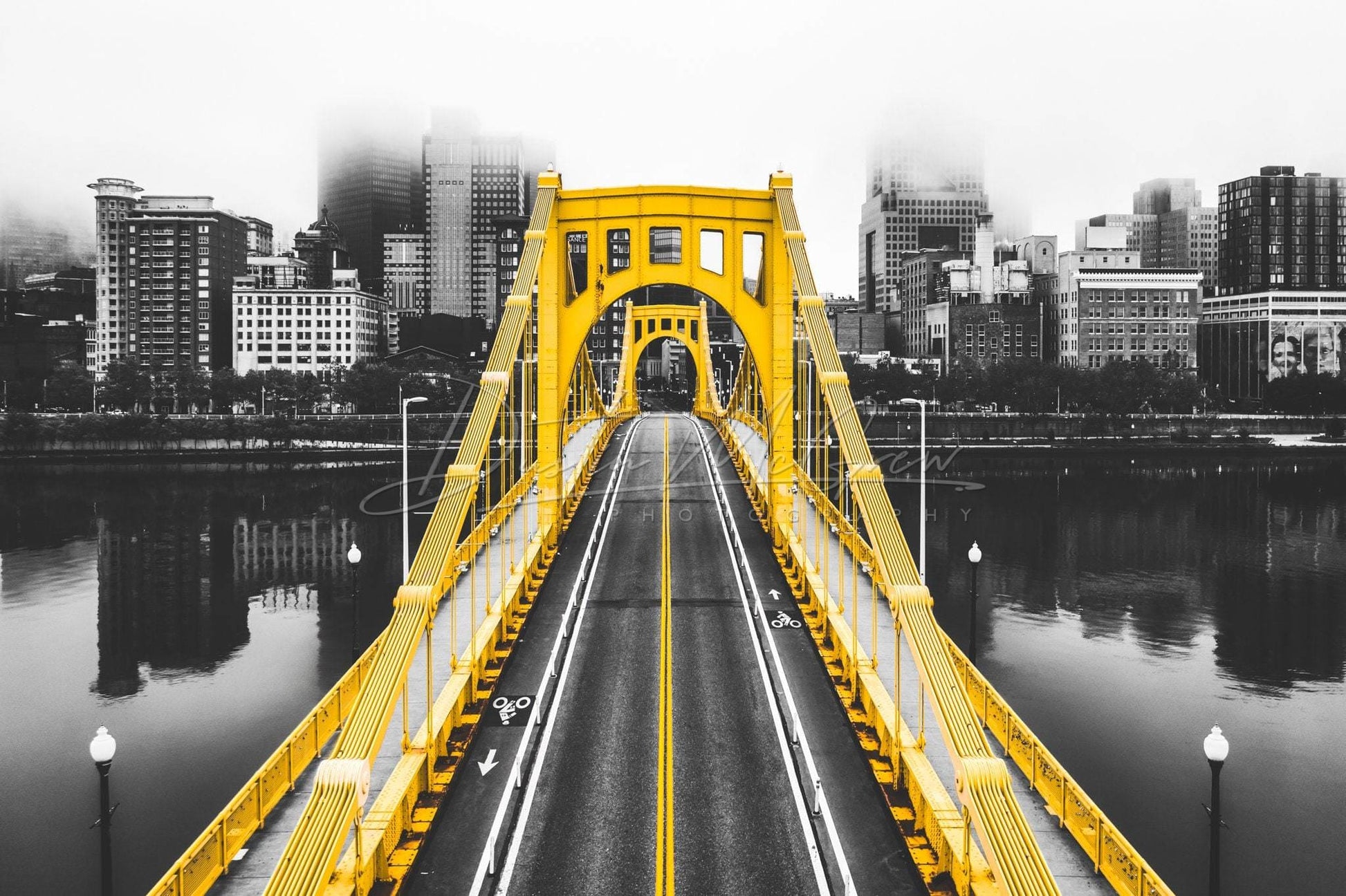 Photo Print Of The Clemente Bridge On A Foggy Day In Pittsburgh