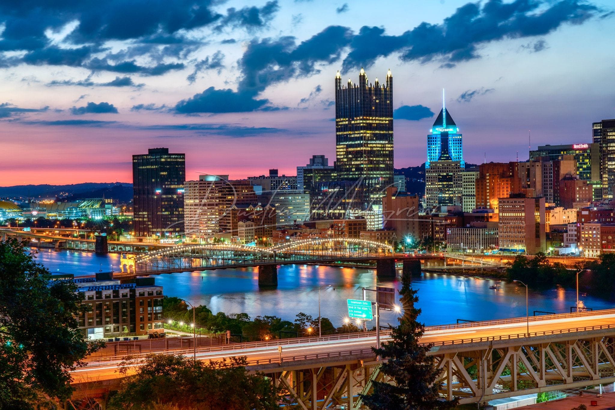 Pittsburgh Skyline Sunset Photo - Art Wall Decor
