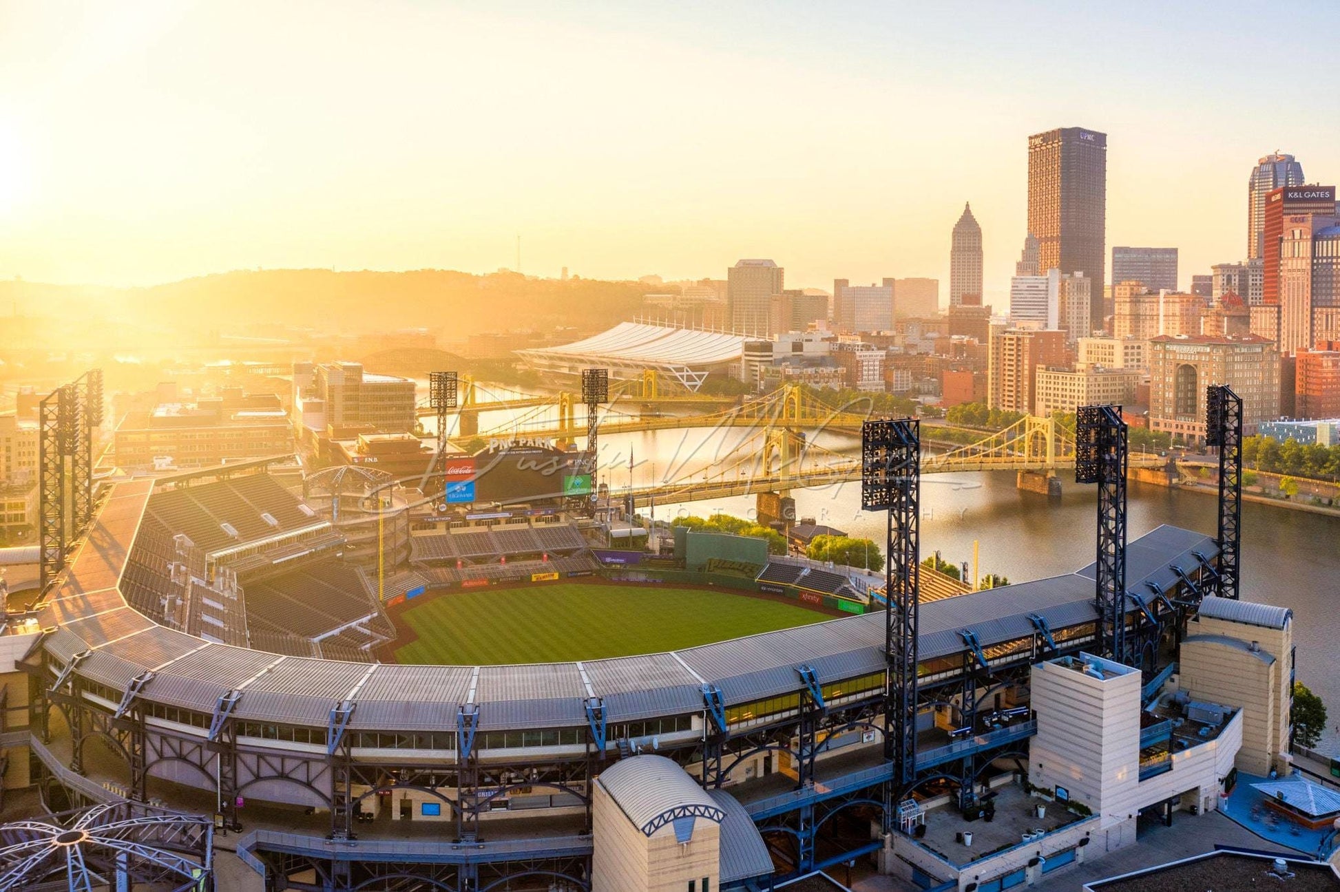 Pnc Park And Pittsburgh Skyline Sunrise Photo - Pirates Mlb Baseball Stadium Art