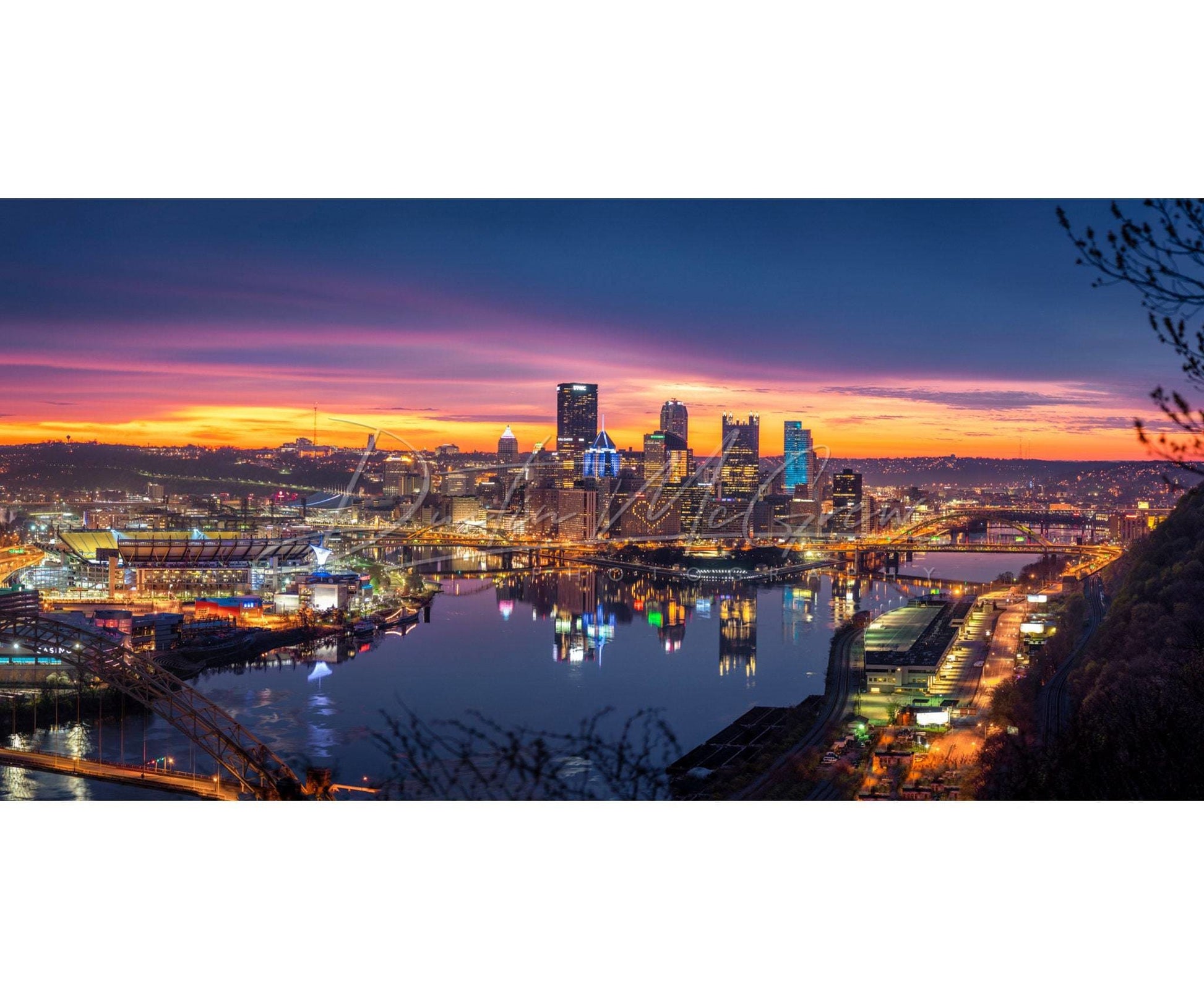 Pittsburgh Skyline Photo - Panorama Sunrise Print 5 X 10 / Kodak Endura Paper