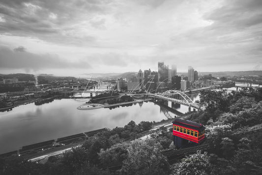 Pittsburgh Incline Photo - Selective Color Print Wall Art Skyline Picture