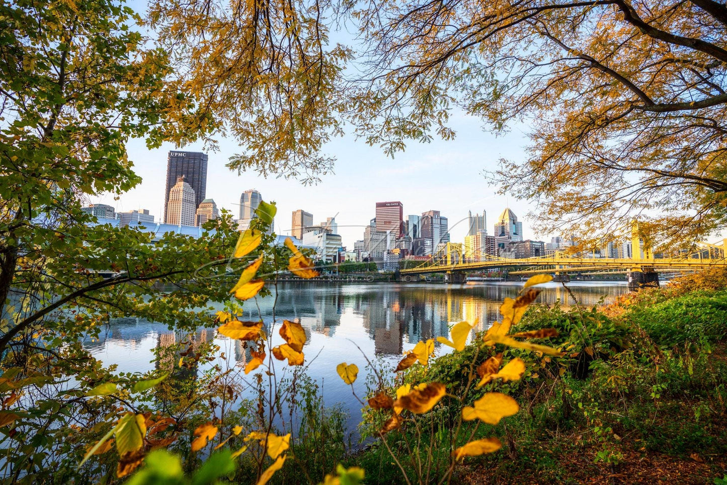 Pittsburgh Photo - Colorful Autumn Leaves Around Downtown Print Art