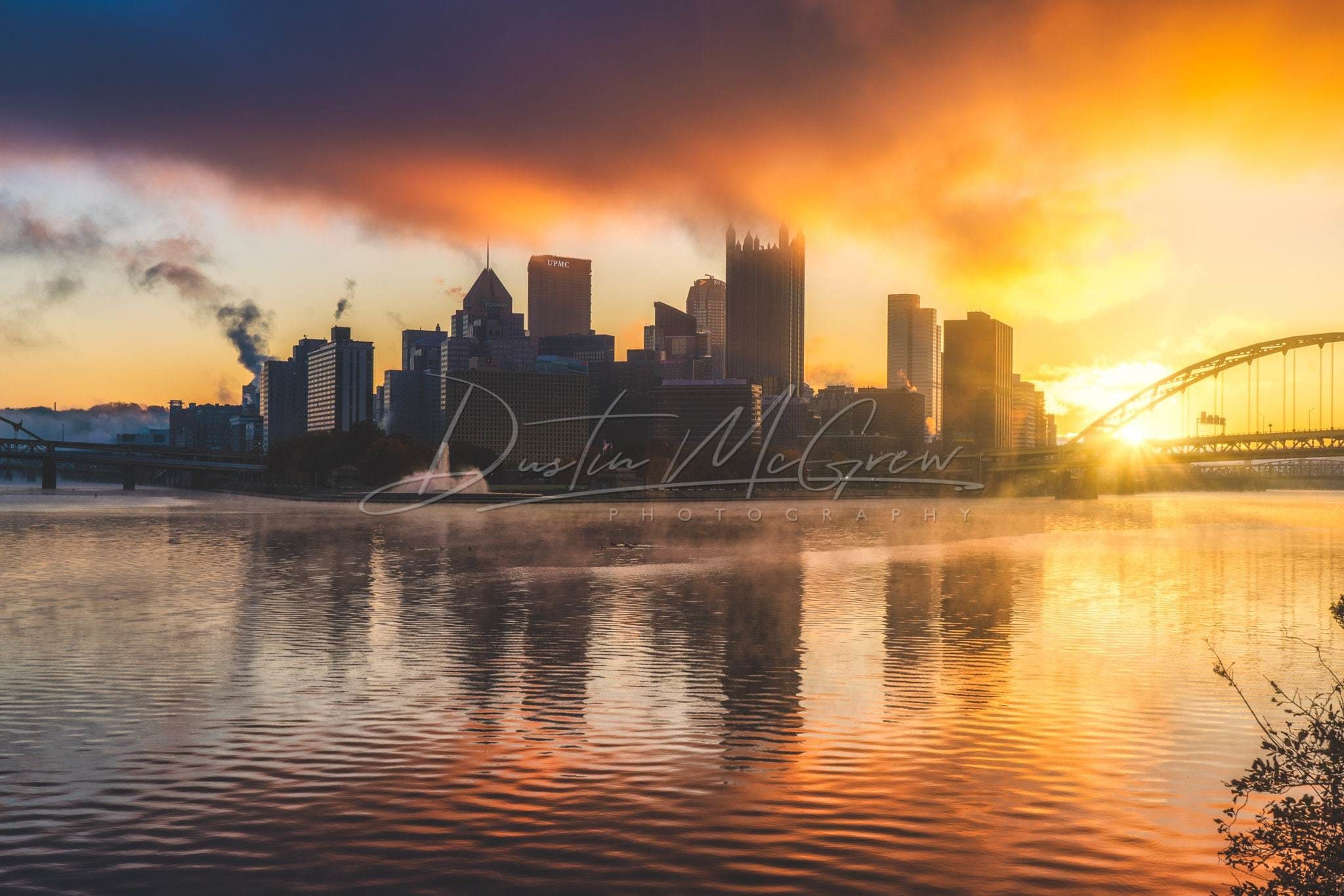 Pittsburgh Skyline Photo - Golden Sunrise In Art