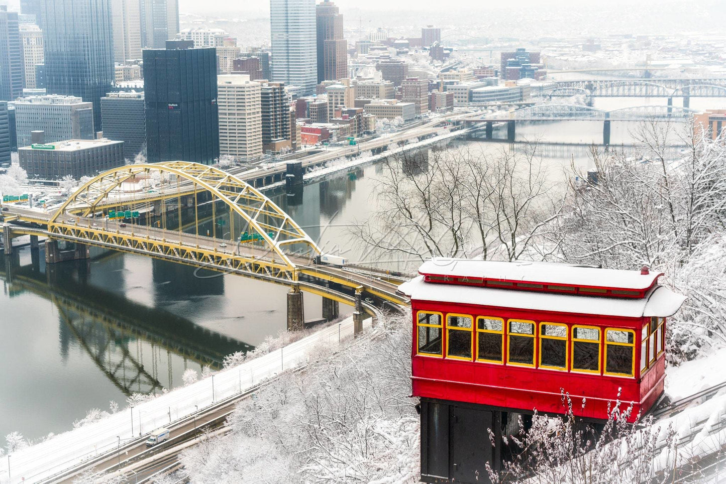 Pittsburgh Photos - Snowy Duquesne Incline Art Picture