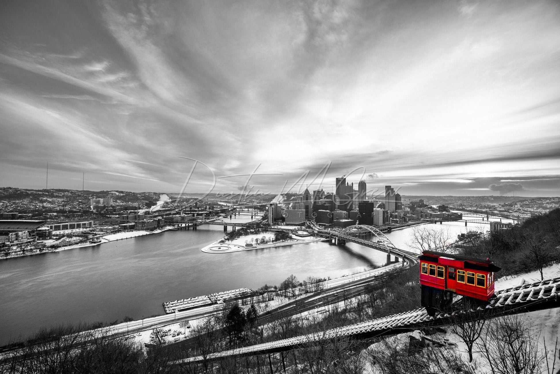 Pittsburgh Incline Photo - The On A Winter Day Art Prints