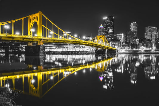 Pittsburgh Photo Print - Rachel Carson Bridge In Black & Gold Art Metal Photos