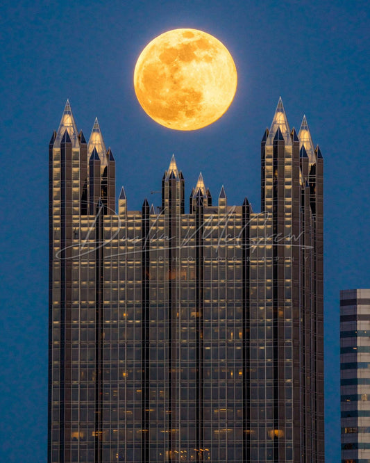 Pittsburgh Photo - Full Moon Over Ppg Place Canvas And Metal Prints Skyline