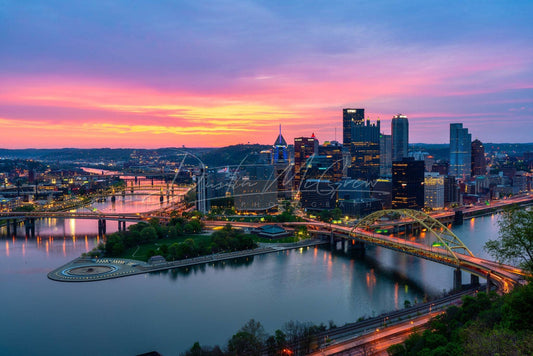 Pittsburgh Skyline Sunrise Photo - Print Metal Prints Canvas
