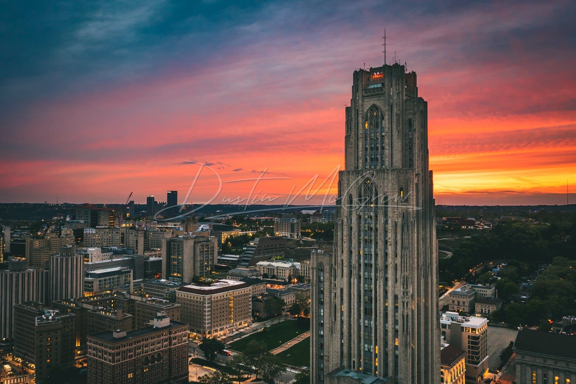 Cathedral Of Learning Photo - University Pittsburgh Sunset Pitt Metal Prints
