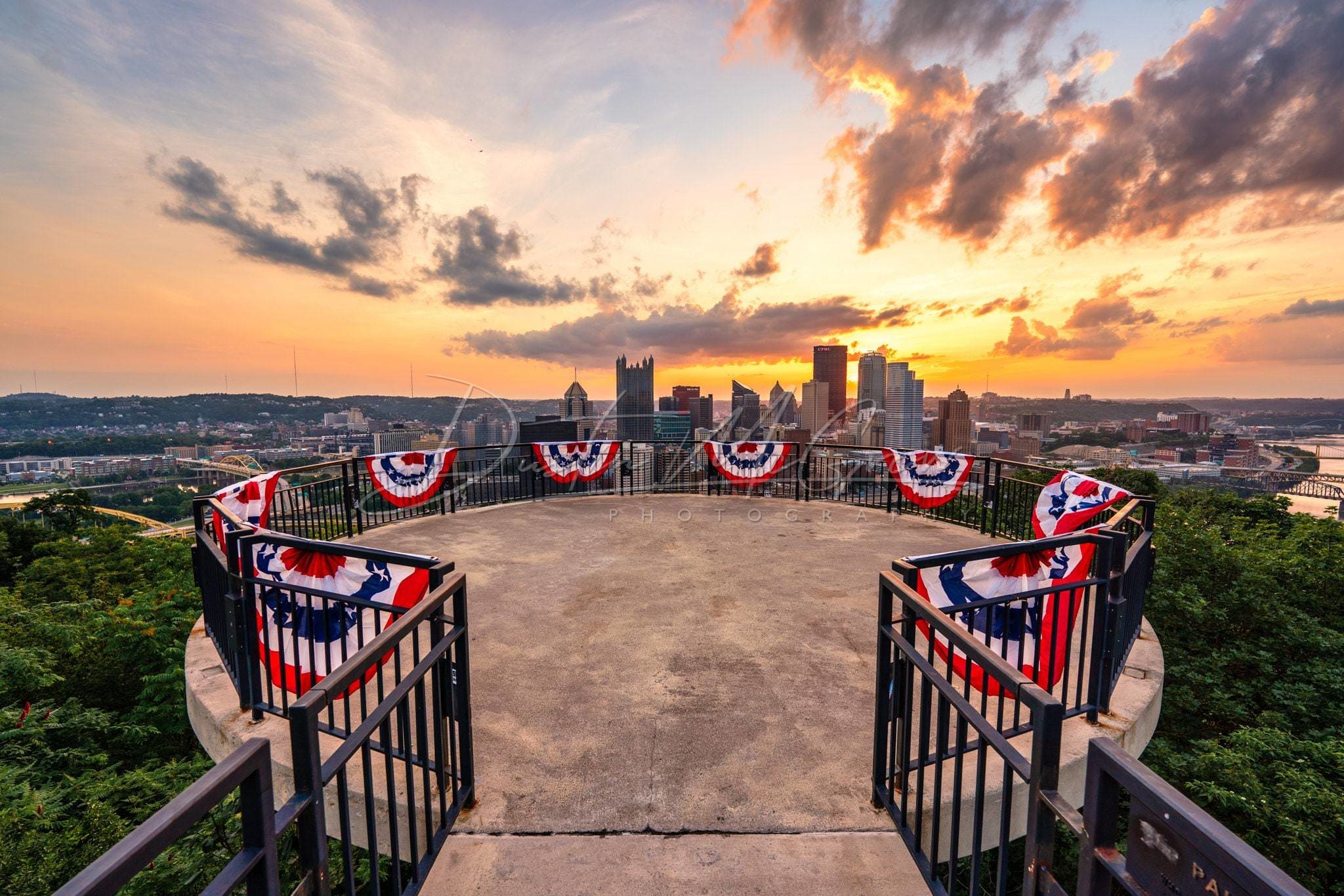Pittsburgh Photo Print - Red White And Blue Sunrise On Grandview Ave Metal Prints Canvas