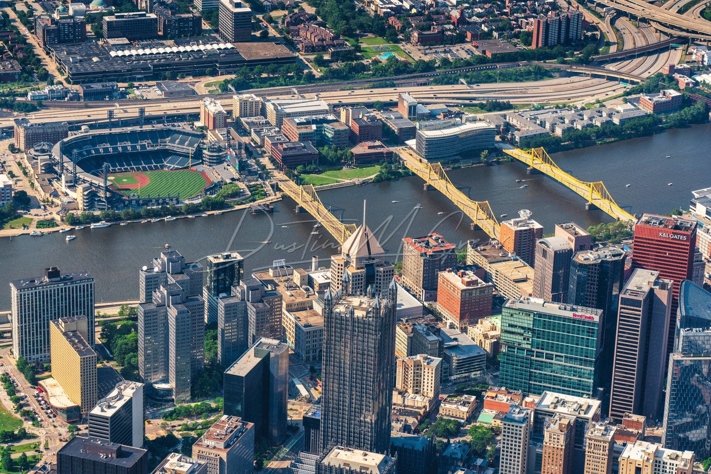 Pittsburgh Photo - An Aerial View Of The City And Pnc Park Wall Art Prints Metal