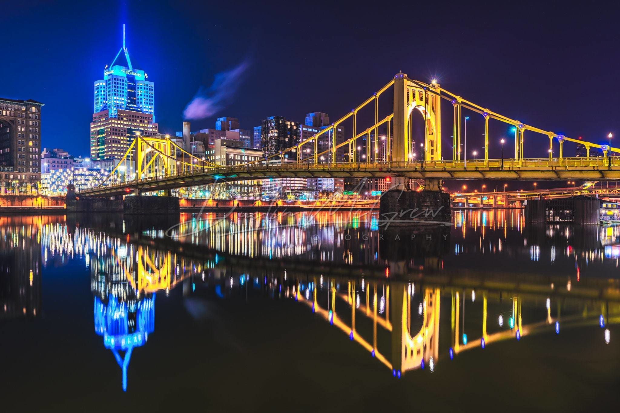 Pittsburgh Photo Print - Clemente Bridge Reflections Wall Art Prints Metal